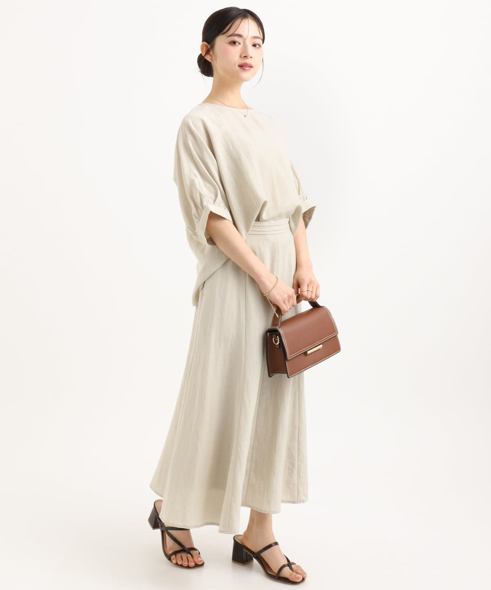 F1BGD55150 MK MICHEL KLEIN(小さいサイズ)(メゾン ドゥ サンク) 【小さいサイズ】[UVカット/接触冷感/洗える]ボリュームスリーブブラウス ベージュ
