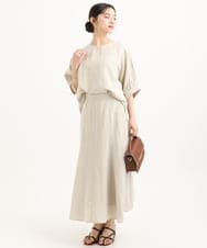 F1BGD55150 MK MICHEL KLEIN(小さいサイズ)(メゾン ドゥ サンク) 【小さいサイズ】[UVカット/接触冷感/洗える]ボリュームスリーブブラウス ベージュ
