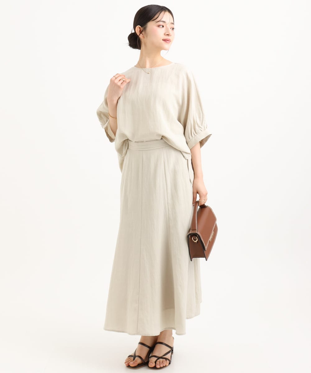 F1BGD55150 MK MICHEL KLEIN(小さいサイズ)(メゾン ドゥ サンク) 【小さいサイズ】[UVカット/接触冷感/洗える]ボリュームスリーブブラウス ベージュ