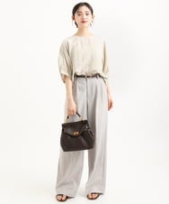 F1BGD55150 MK MICHEL KLEIN(小さいサイズ)(メゾン ドゥ サンク) 【小さいサイズ】[UVカット/接触冷感/洗える]ボリュームスリーブブラウス ベージュ