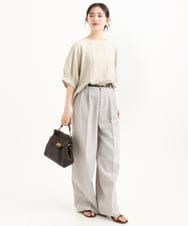 F1BGD55150 MK MICHEL KLEIN(小さいサイズ)(メゾン ドゥ サンク) 【小さいサイズ】[UVカット/接触冷感/洗える]ボリュームスリーブブラウス ベージュ