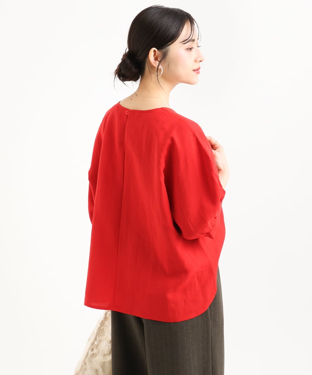 F1BGD55150 MK MICHEL KLEIN(小さいサイズ)(メゾン ドゥ サンク) 【小さいサイズ】[UVカット/接触冷感/洗える]ボリュームスリーブブラウス ベージュ