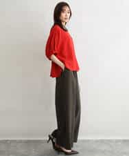 F1BGD55150 MK MICHEL KLEIN(小さいサイズ)(メゾン ドゥ サンク) 【小さいサイズ】[UVカット/接触冷感/洗える]ボリュームスリーブブラウス ベージュ