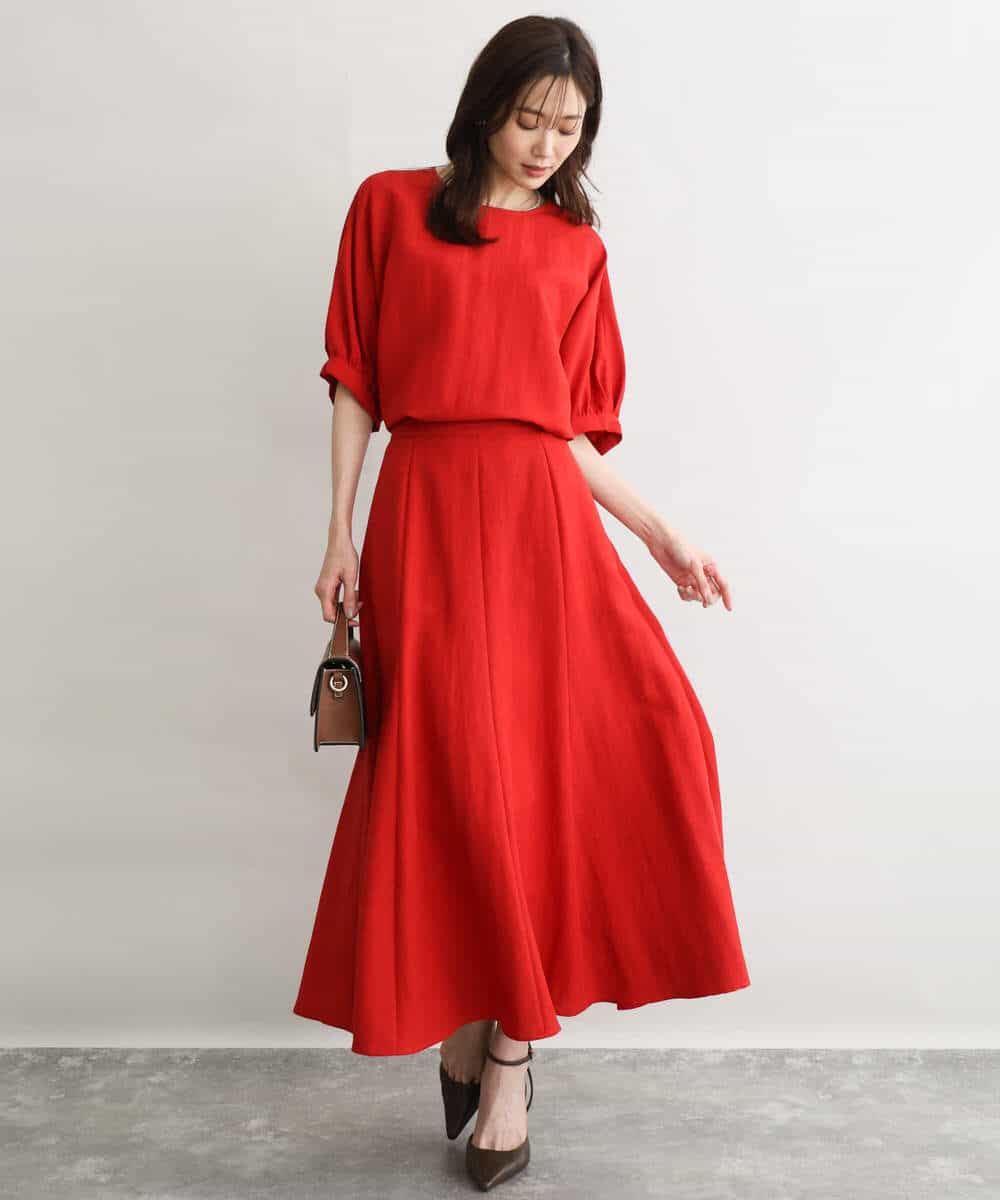 F1BGD55150 MK MICHEL KLEIN(小さいサイズ)(メゾン ドゥ サンク) 【小さいサイズ】[UVカット/接触冷感/洗える]ボリュームスリーブブラウス ベージュ