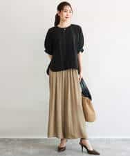 F1BGD55150 MK MICHEL KLEIN(小さいサイズ)(メゾン ドゥ サンク) 【小さいサイズ】[UVカット/接触冷感/洗える]ボリュームスリーブブラウス ベージュ