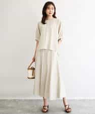 F1BGD55150 MK MICHEL KLEIN(小さいサイズ)(メゾン ドゥ サンク) 【小さいサイズ】[UVカット/接触冷感/洗える]ボリュームスリーブブラウス ベージュ