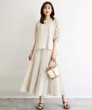 F1BGD55150 MK MICHEL KLEIN(小さいサイズ)(メゾン ドゥ サンク) 【小さいサイズ】[UVカット/接触冷感/洗える]ボリュームスリーブブラウス ベージュ