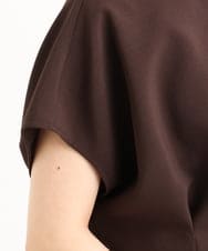 F1BGD56160 MK MICHEL KLEIN(小さいサイズ)(メゾン ドゥ サンク) 【小さいサイズ】[洗える]リネンライクストレッチ ウエストタックデザイン襟付きブラウス ブラウン