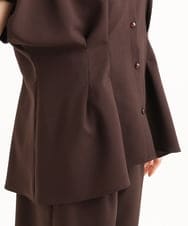 F1BGD56160 MK MICHEL KLEIN(小さいサイズ)(メゾン ドゥ サンク) 【小さいサイズ】[洗える]リネンライクストレッチ ウエストタックデザイン襟付きブラウス ブラウン