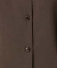 F1BGD56160 MK MICHEL KLEIN(小さいサイズ)(メゾン ドゥ サンク) 【小さいサイズ】[洗える]リネンライクストレッチ ウエストタックデザイン襟付きブラウス ブラウン