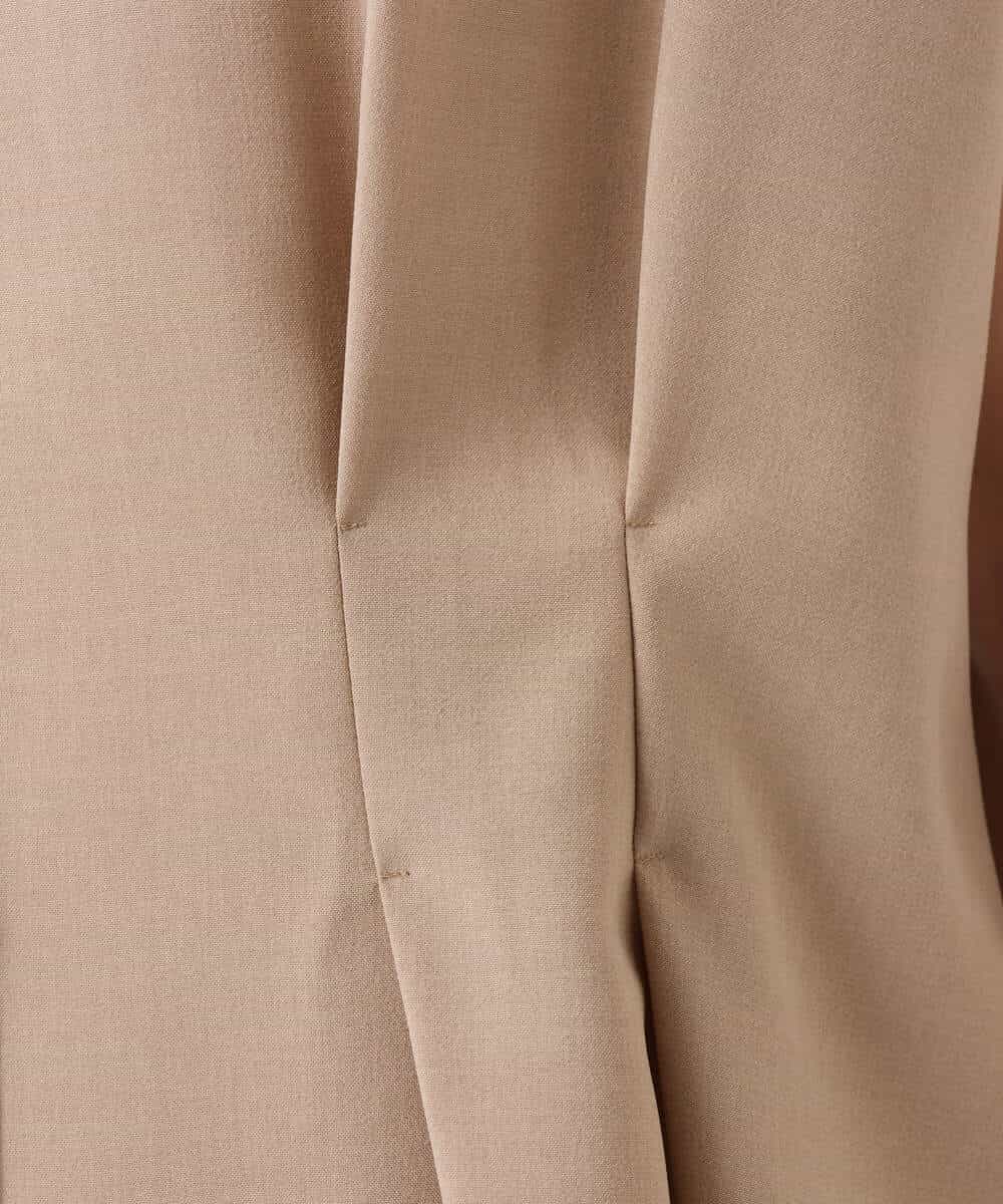 F1BGD56160 MK MICHEL KLEIN(小さいサイズ)(メゾン ドゥ サンク) 【小さいサイズ】[洗える]リネンライクストレッチ ウエストタックデザイン襟付きブラウス ブラウン