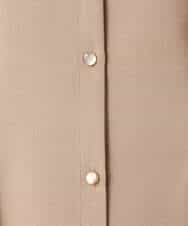 F1BGD56160 MK MICHEL KLEIN(小さいサイズ)(メゾン ドゥ サンク) 【小さいサイズ】[洗える]リネンライクストレッチ ウエストタックデザイン襟付きブラウス ブラウン