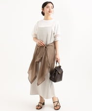 F1BGD57150 MK MICHEL KLEIN(小さいサイズ)(メゾン ドゥ サンク) 【小さいサイズ】[接触冷感/洗える]ドビーストライプ柄シアーシャツブラウス ライトブルー