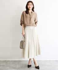 F1BGD57150 MK MICHEL KLEIN(小さいサイズ)(メゾン ドゥ サンク) 【小さいサイズ】[接触冷感/洗える]ドビーストライプ柄シアーシャツブラウス ライトブルー