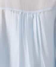 F1BGD57150 MK MICHEL KLEIN(小さいサイズ)(メゾン ドゥ サンク) 【小さいサイズ】[接触冷感/洗える]ドビーストライプ柄シアーシャツブラウス ライトブルー