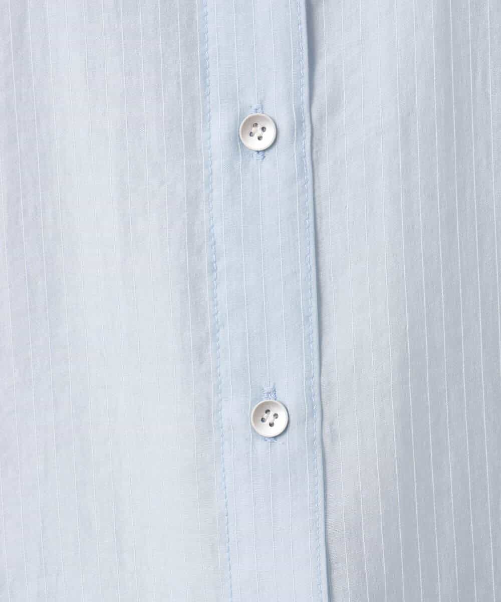 F1BGD57150 MK MICHEL KLEIN(小さいサイズ)(メゾン ドゥ サンク) 【小さいサイズ】[接触冷感/洗える]ドビーストライプ柄シアーシャツブラウス ライトブルー