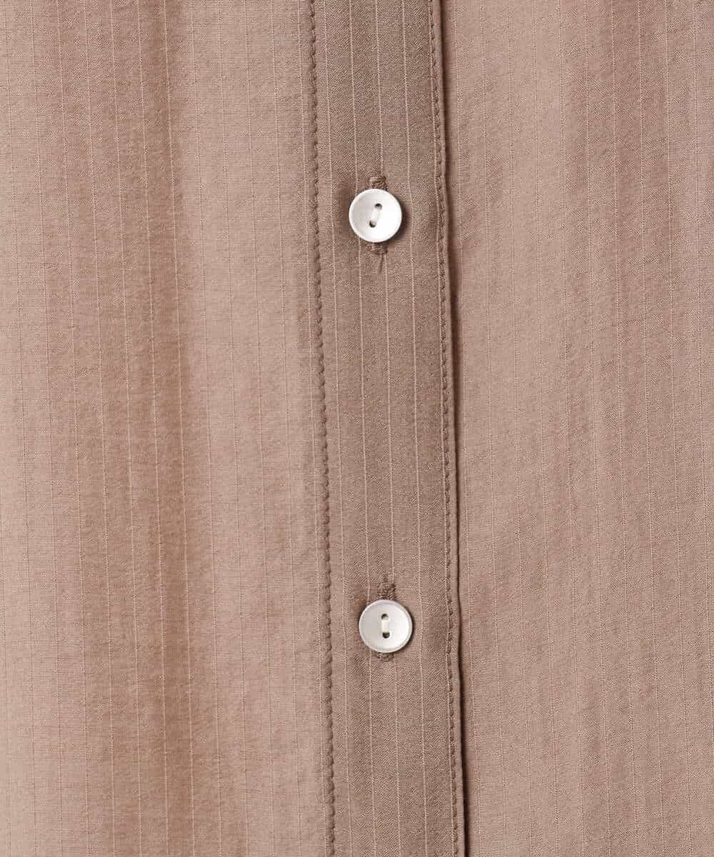 F1BGD57150 MK MICHEL KLEIN(小さいサイズ)(メゾン ドゥ サンク) 【小さいサイズ】[接触冷感/洗える]ドビーストライプ柄シアーシャツブラウス ライトブルー