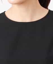 F1BGD59150 MK MICHEL KLEIN(小さいサイズ)(メゾン ドゥ サンク) 【小さいサイズ】[UVカット/接触冷感/洗える]ストレッチ 裾レース半袖ブラウス ブラック