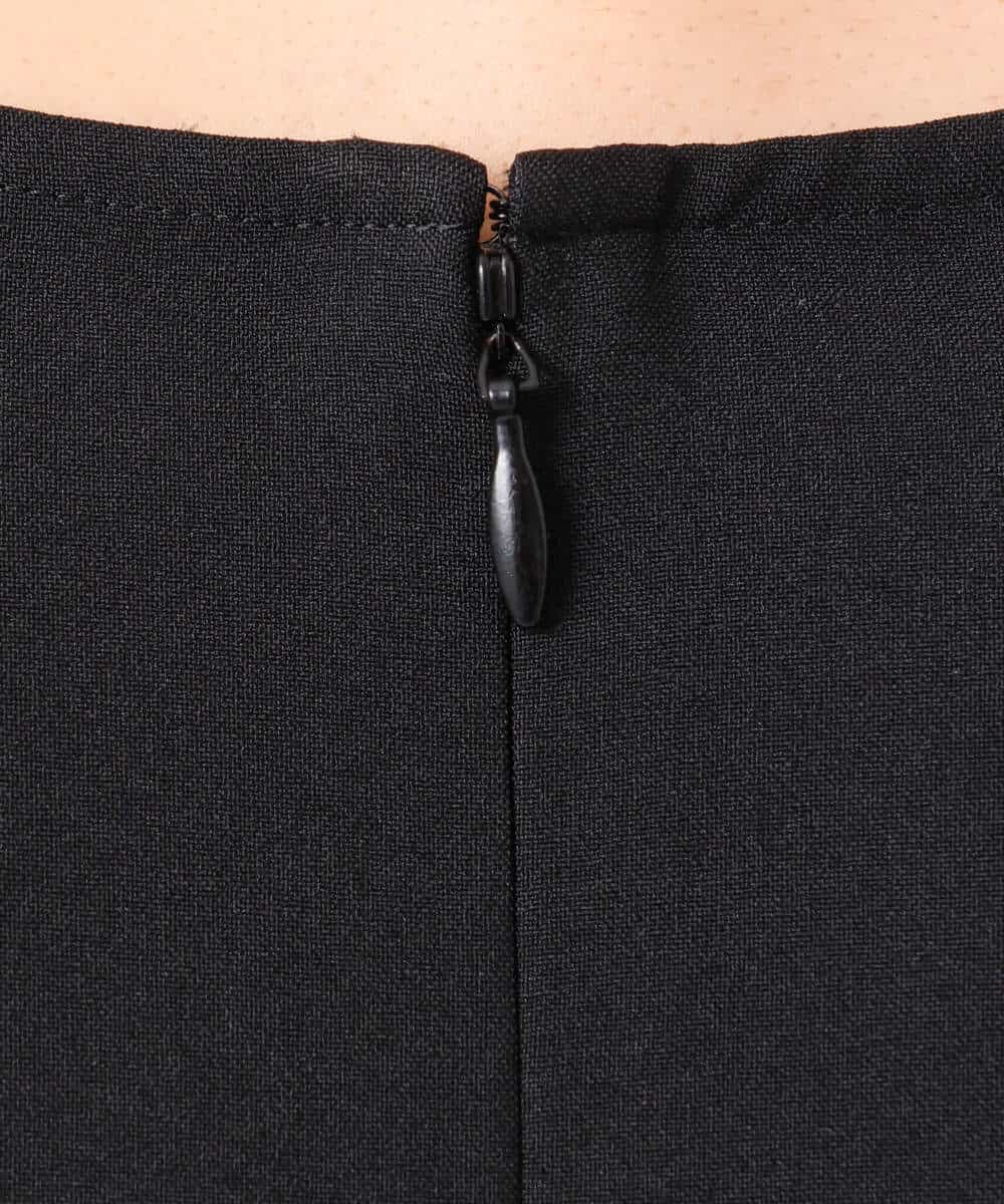 F1BGD59150 MK MICHEL KLEIN(小さいサイズ)(メゾン ドゥ サンク) 【小さいサイズ】[UVカット/接触冷感/洗える]ストレッチ 裾レース半袖ブラウス ブラック