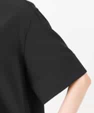 F1BGD59150 MK MICHEL KLEIN(小さいサイズ)(メゾン ドゥ サンク) 【小さいサイズ】[UVカット/接触冷感/洗える]ストレッチ 裾レース半袖ブラウス ブラック