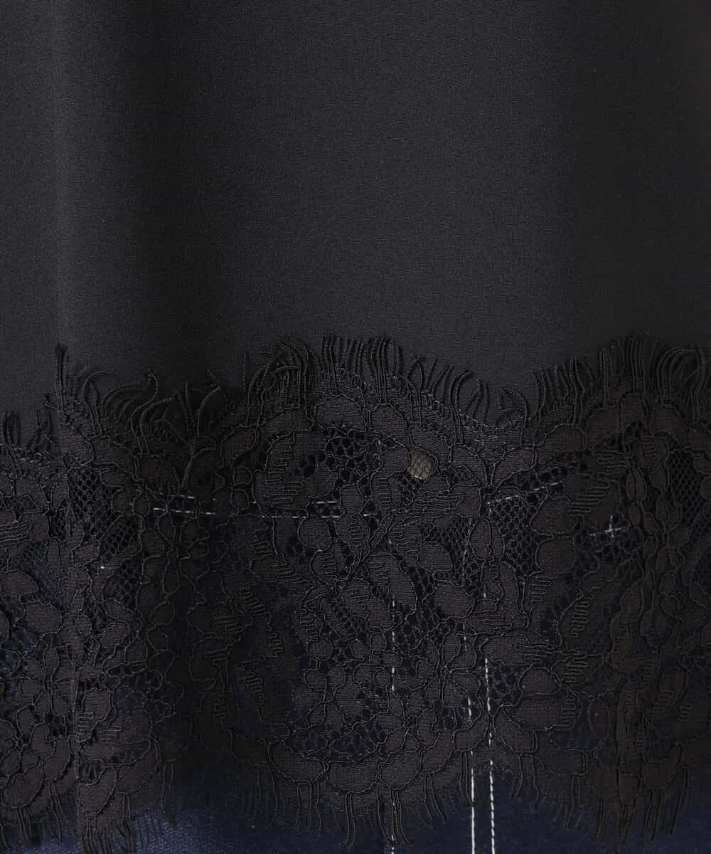 F1BGD59150 MK MICHEL KLEIN(小さいサイズ)(メゾン ドゥ サンク) 【小さいサイズ】[UVカット/接触冷感/洗える]ストレッチ 裾レース半袖ブラウス ブラック