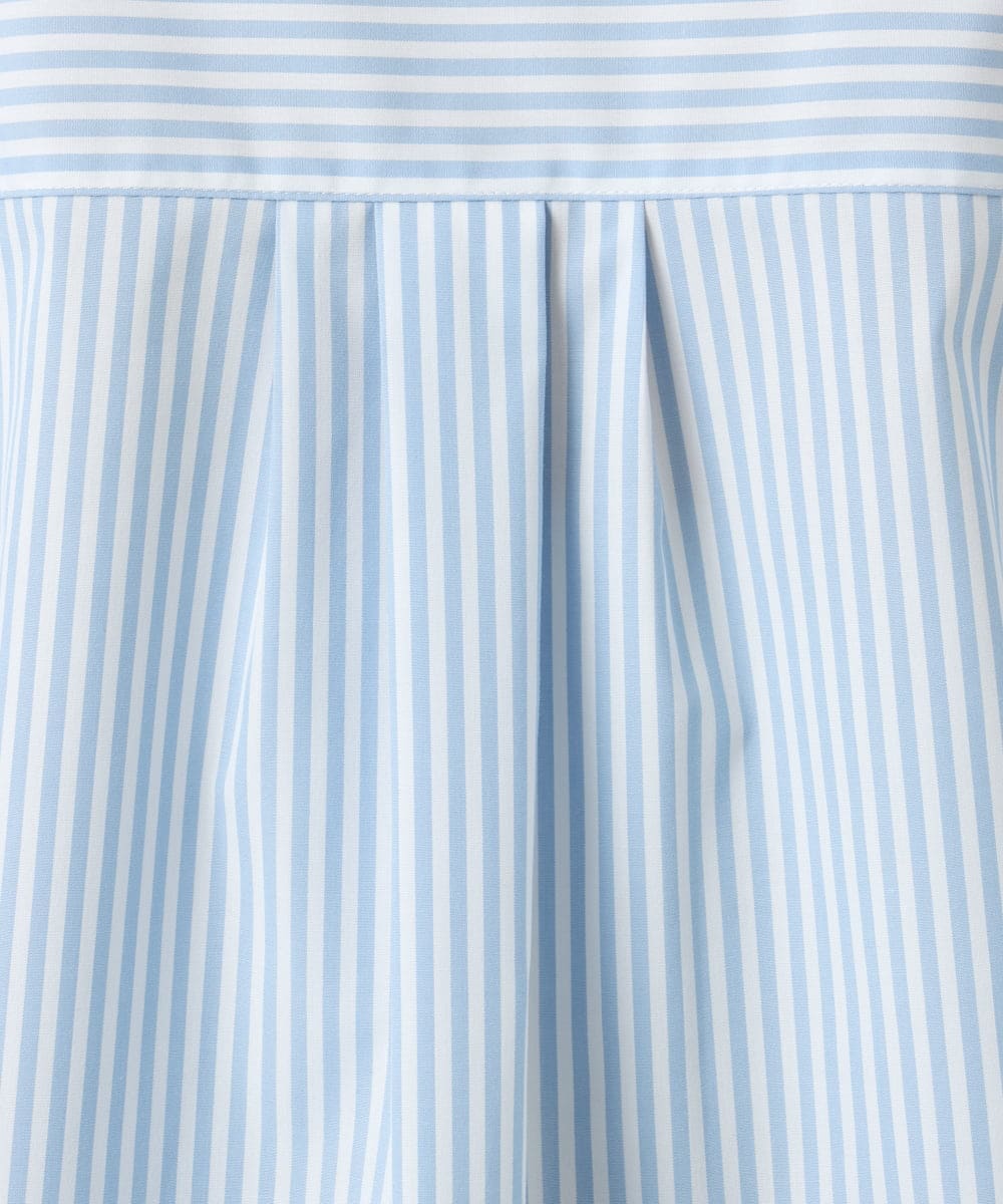 F1BGE27140 MK MICHEL KLEIN(小さいサイズ)(メゾン ドゥ サンク) 【小さいサイズ】コットン混ベーシックシャツ（ストライプ）/接触冷感/防シワ/洗濯機で洗える ライトブルー