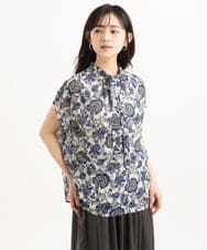F1BGF05140 MK MICHEL KLEIN(小さいサイズ)(メゾン ドゥ サンク) 【小さいサイズ】[洗濯機で洗える]前後2way/更紗プリント花柄シフォンブラウス ベージュ