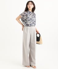 F1BGF05140 MK MICHEL KLEIN(小さいサイズ)(メゾン ドゥ サンク) 【小さいサイズ】[洗濯機で洗える]前後2way/更紗プリント花柄シフォンブラウス ベージュ
