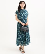 F1BGF05140 MK MICHEL KLEIN(小さいサイズ)(メゾン ドゥ サンク) 【小さいサイズ】[洗濯機で洗える]前後2way/更紗プリント花柄シフォンブラウス ベージュ