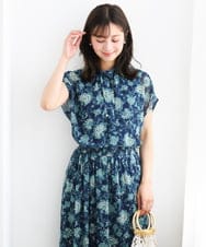 小さいサイズ】[洗濯機で洗える]前後2way/更紗プリント花柄シフォン