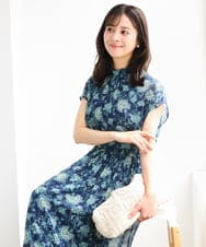 F1BGF05140 MK MICHEL KLEIN(小さいサイズ)(メゾン ドゥ サンク) 【小さいサイズ】[洗濯機で洗える]前後2way/更紗プリント花柄シフォンブラウス ベージュ