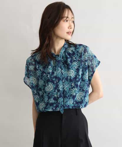 F1BGF05140 MK MICHEL KLEIN(小さいサイズ) 【小さいサイズ】[洗濯機で洗える]前後2way/更紗プリント花柄シフォンブラウス