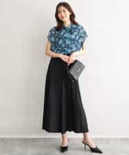 F1BGF05140 MK MICHEL KLEIN(小さいサイズ)(メゾン ドゥ サンク) 【小さいサイズ】[洗濯機で洗える]前後2way/更紗プリント花柄シフォンブラウス ベージュ