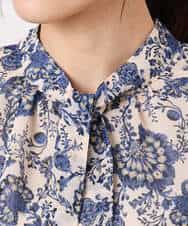 F1BGF05140 MK MICHEL KLEIN(小さいサイズ)(メゾン ドゥ サンク) 【小さいサイズ】[洗濯機で洗える]前後2way/更紗プリント花柄シフォンブラウス ベージュ