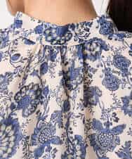 F1BGF05140 MK MICHEL KLEIN(小さいサイズ)(メゾン ドゥ サンク) 【小さいサイズ】[洗濯機で洗える]前後2way/更紗プリント花柄シフォンブラウス ベージュ