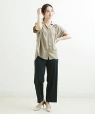 F1BGS04120 MK MICHEL KLEIN(小さいサイズ)(メゾン ドゥ サンク) 【小さいサイズ】メタル釦デザイン サテン地ブラウス/洗える ミント