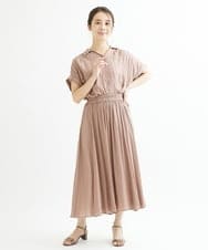 F1BGS04120 MK MICHEL KLEIN(小さいサイズ)(メゾン ドゥ サンク) 【小さいサイズ】メタル釦デザイン サテン地ブラウス/洗える ミント