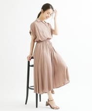 F1BGS04120 MK MICHEL KLEIN(小さいサイズ)(メゾン ドゥ サンク) 【小さいサイズ】メタル釦デザイン サテン地ブラウス/洗える ミント