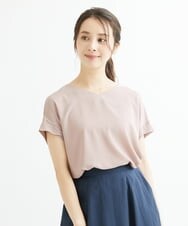 F1BGS16100 MK MICHEL KLEIN(小さいサイズ)(メゾン ドゥ サンク) 【小さいサイズ】シフォンTブラウス/洗える ピンクベージュ