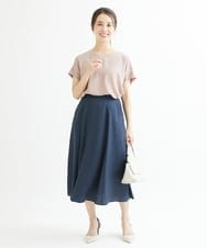 F1BGS16100 MK MICHEL KLEIN(小さいサイズ)(メゾン ドゥ サンク) 【小さいサイズ】シフォンTブラウス/洗える ピンクベージュ