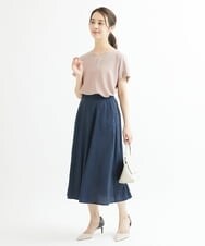 F1BGS16100 MK MICHEL KLEIN(小さいサイズ)(メゾン ドゥ サンク) 【小さいサイズ】シフォンTブラウス/洗える ピンクベージュ