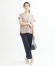 F1BGS16100 MK MICHEL KLEIN(小さいサイズ)(メゾン ドゥ サンク) 【小さいサイズ】シフォンTブラウス/洗える ピンクベージュ