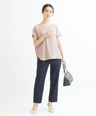 F1BGS16100 MK MICHEL KLEIN(小さいサイズ)(メゾン ドゥ サンク) 【小さいサイズ】シフォンTブラウス/洗える ピンクベージュ