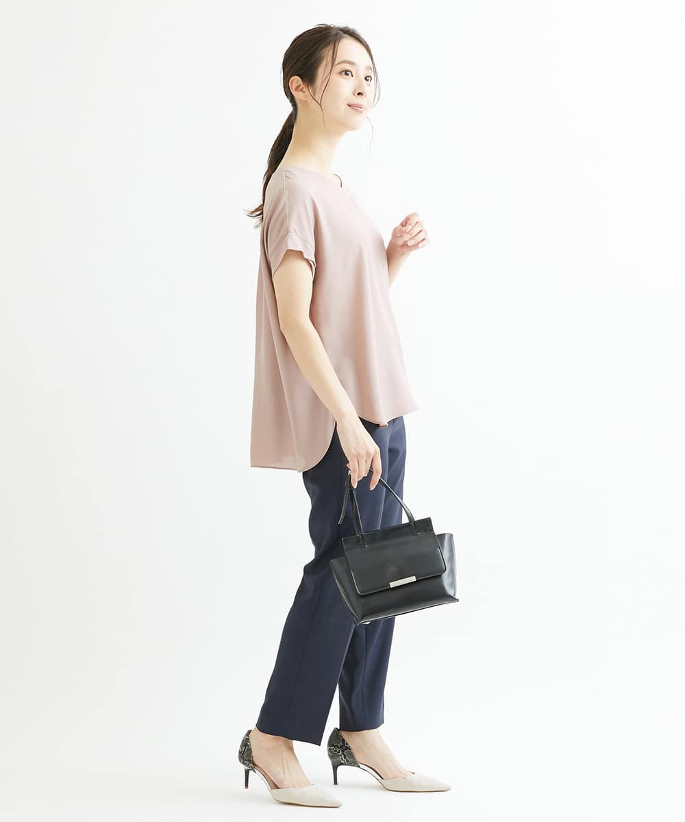 F1BGS16100 MK MICHEL KLEIN(小さいサイズ)(メゾン ドゥ サンク) 【小さいサイズ】シフォンTブラウス/洗える ピンクベージュ