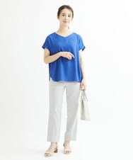 F1BGS16100 MK MICHEL KLEIN(小さいサイズ)(メゾン ドゥ サンク) 【小さいサイズ】シフォンTブラウス/洗える ピンクベージュ