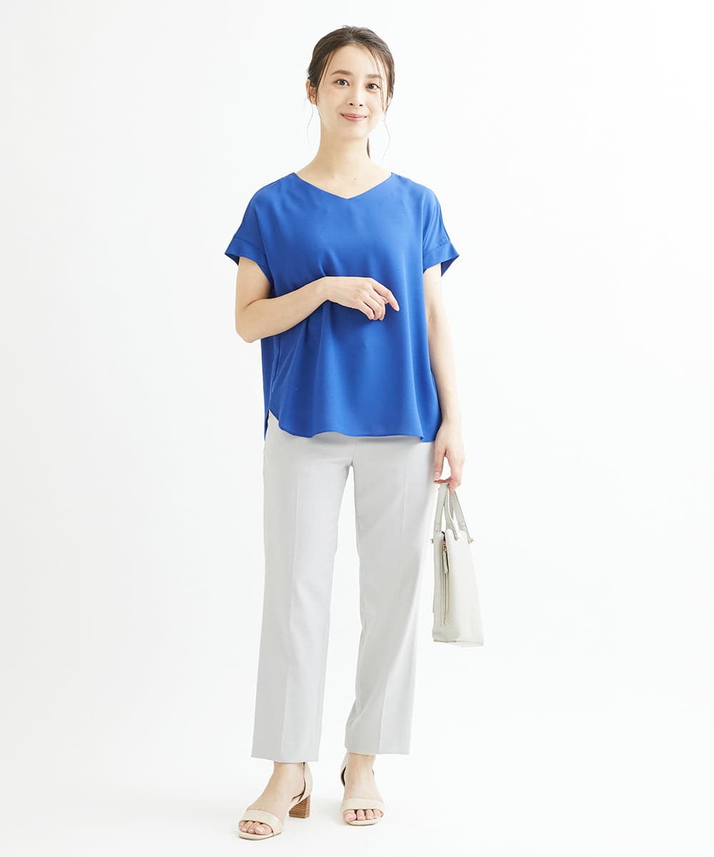 F1BGS16100 MK MICHEL KLEIN(小さいサイズ)(メゾン ドゥ サンク) 【小さいサイズ】シフォンTブラウス/洗える ピンクベージュ