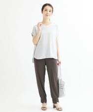 F1BGS16100 MK MICHEL KLEIN(小さいサイズ)(メゾン ドゥ サンク) 【小さいサイズ】シフォンTブラウス/洗える ピンクベージュ