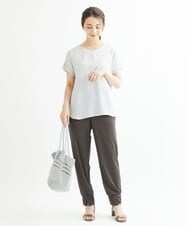 F1BGS16100 MK MICHEL KLEIN(小さいサイズ)(メゾン ドゥ サンク) 【小さいサイズ】シフォンTブラウス/洗える ピンクベージュ