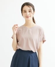 F1BGS16100 MK MICHEL KLEIN(小さいサイズ)(メゾン ドゥ サンク) 【小さいサイズ】シフォンTブラウス/洗える ピンクベージュ