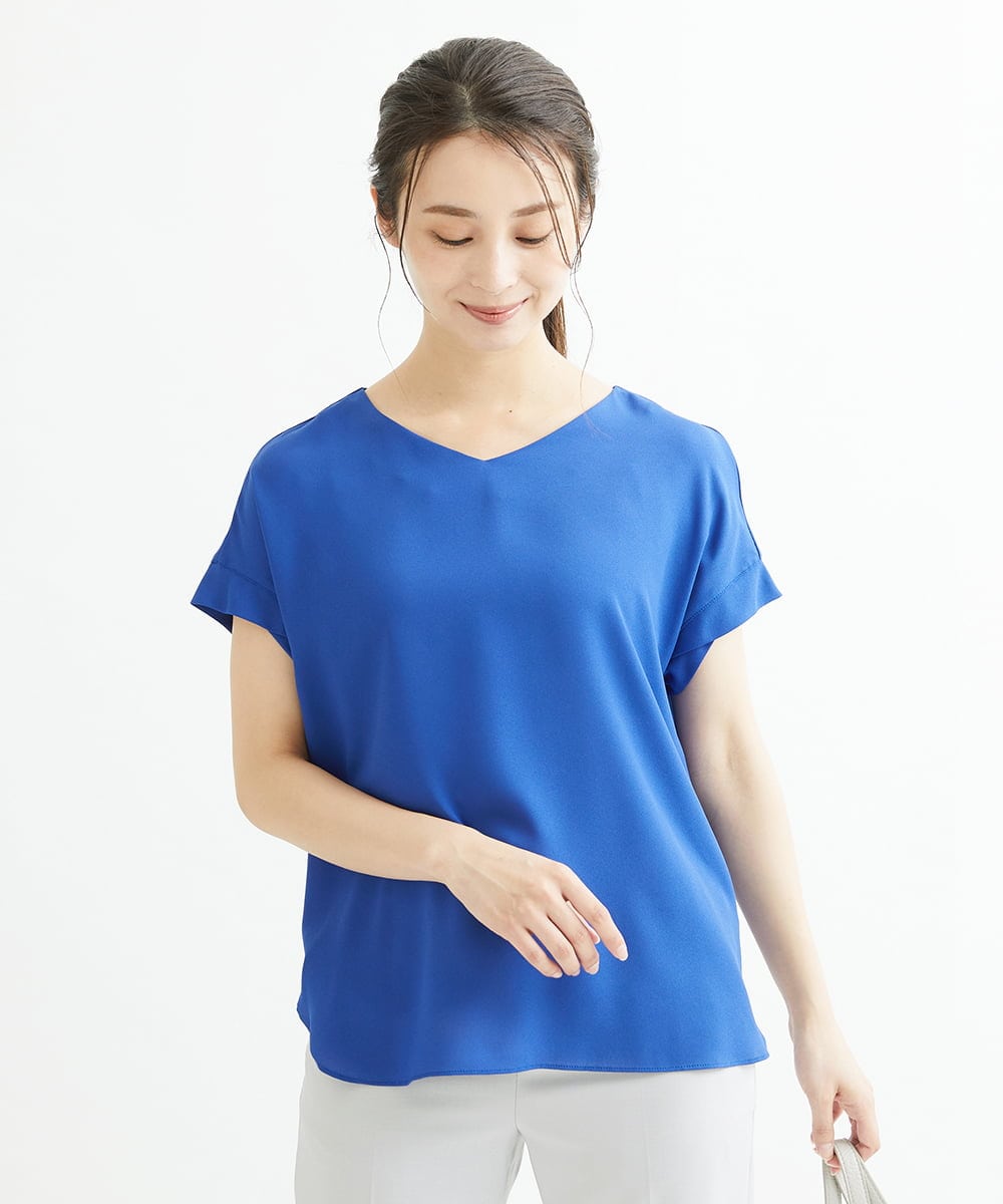 F1BGS16100 MK MICHEL KLEIN(小さいサイズ)(メゾン ドゥ サンク) 【小さいサイズ】シフォンTブラウス/洗える ピンクベージュ